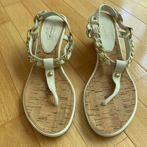 NWOT Coach Garland Crinkle Patent Leather Wedge Sandal Size 7